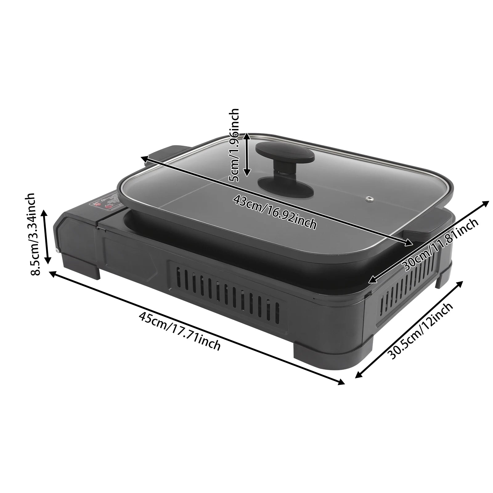 Portable Butane Gas Grill with Non-Stick Tempered Glass Lid for Kitchen