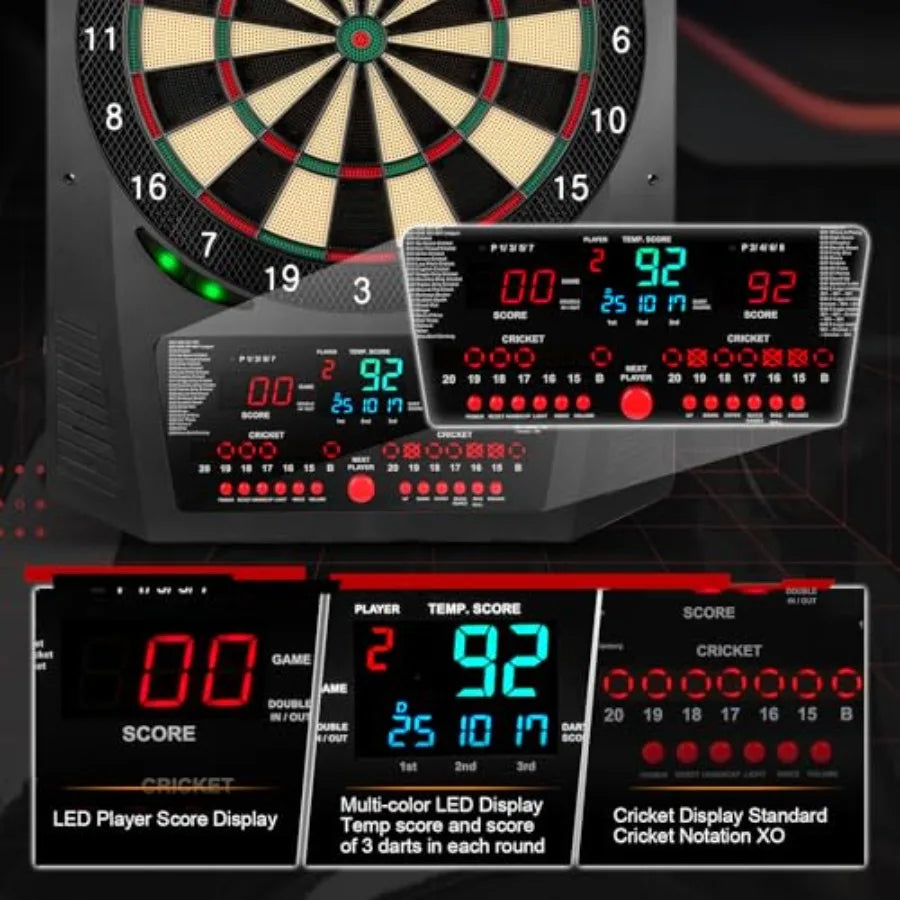 Electronic Dartboard with 6 Soft Tip Darts, and LCD Light