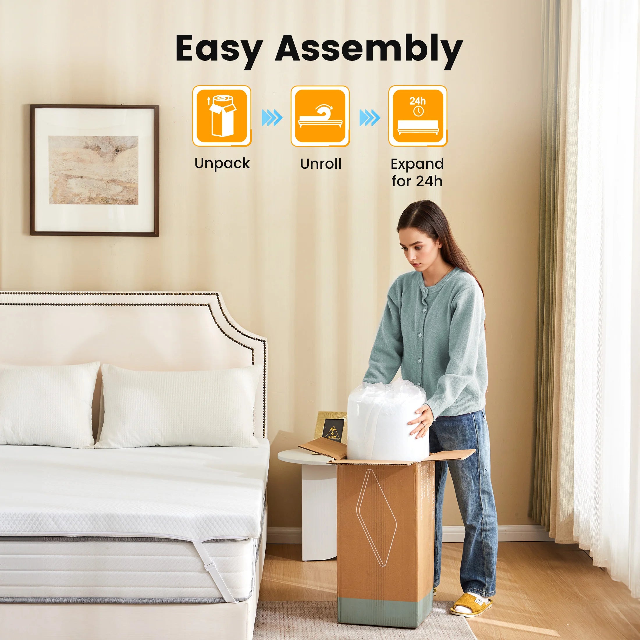 MCQ 3" Memory Foam Mattress Topper Cooling and Breathable