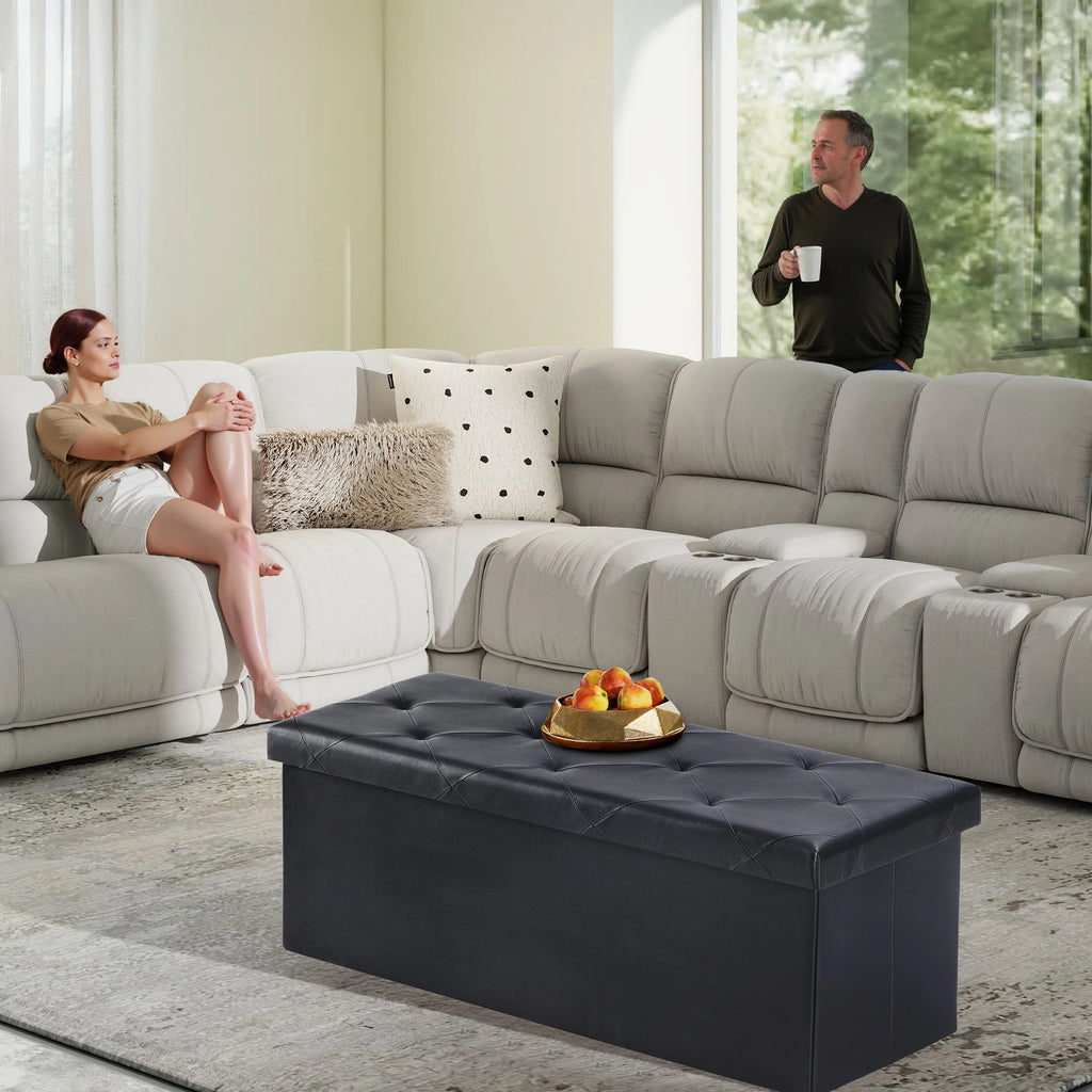 JHK 43" Leather Folding Ottoman