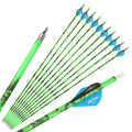 Archery Arrows 30 Inch Camo Mixed Carbon Spine 500 ID6.2mm with Rubber Vanes for Hunting