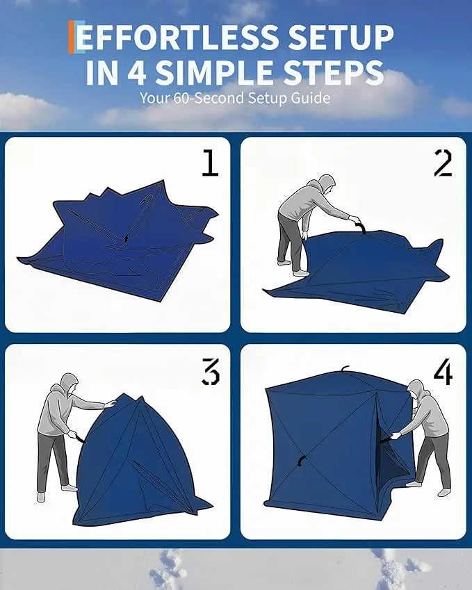 Insulated Winter Fishing Tent, 6-8 Person Portable Hub-Style Tent