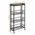 Large 4-Tier Foldable Storage Cart with Lockable Casters, 100 lbs. Capacity Expandable Kitchen Organizer