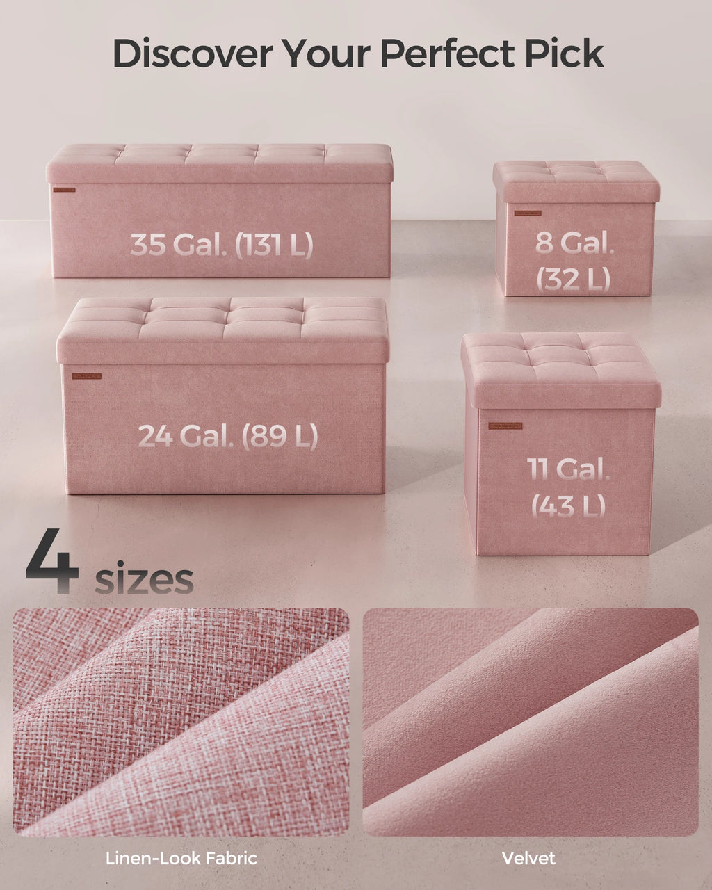 SONGMICS Ottoman Bench Foldable Storage
