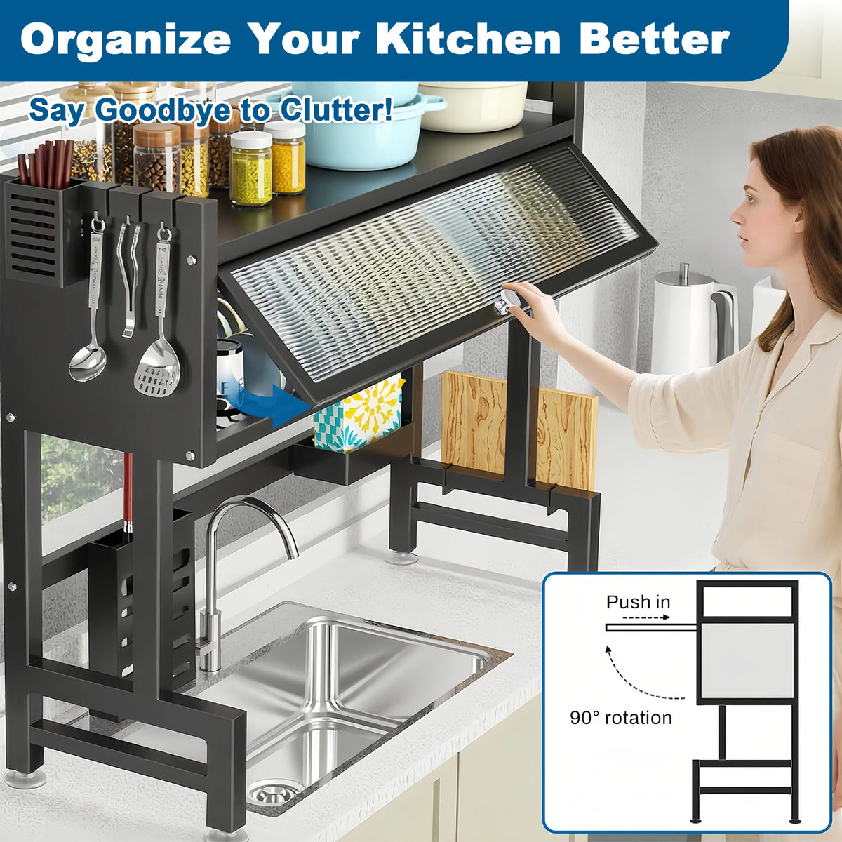 Extra long Countertop Drying Rack for Kitchen Sink
