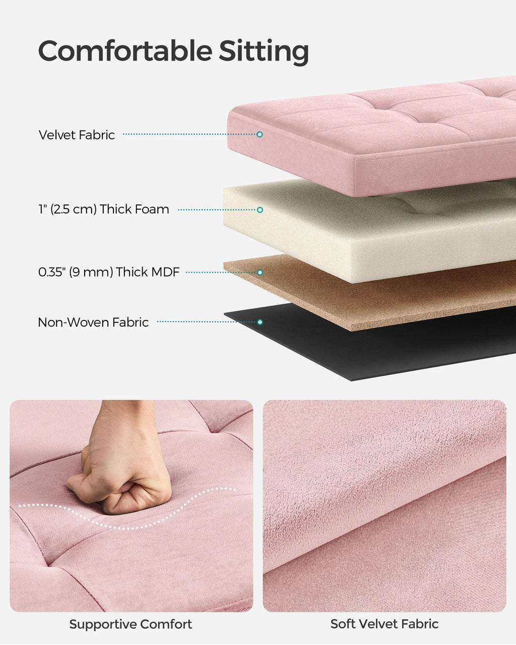 SONGMICS Ottoman Bench Foldable Storage