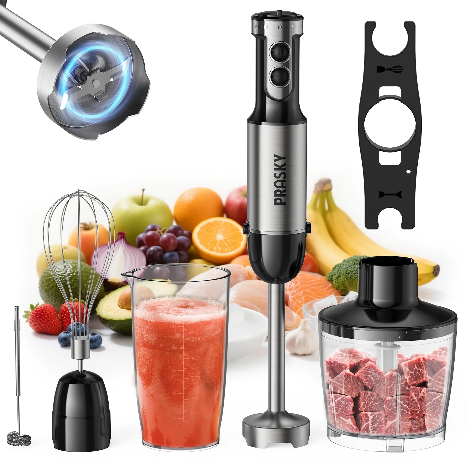 PRASKY 5-in-1 Blender with High Power Motor & Multi-Attachments