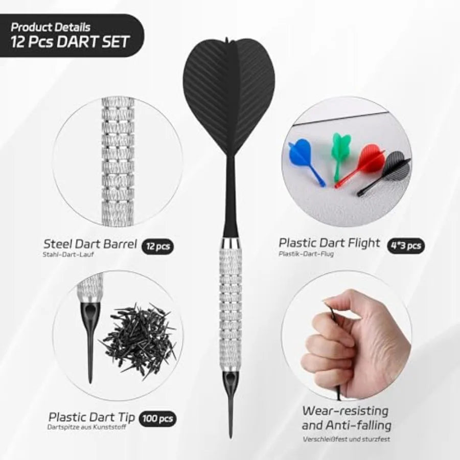 CyeeLife Plastic Tip Darts, 12pcs Soft Darts Set with 100 Plastic Tips for Electronic Dartboard