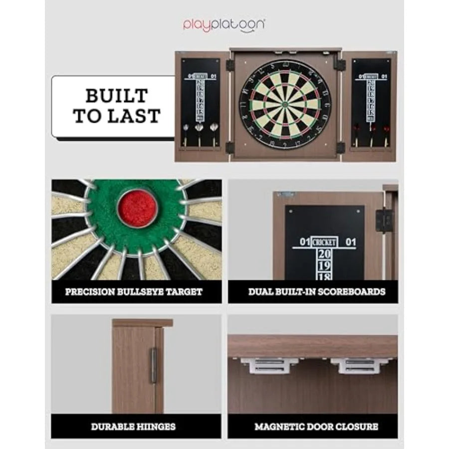 Outdoor Dart Board Cabinet - Dartboard Waterproof Enclosure with Darts Scoreboard