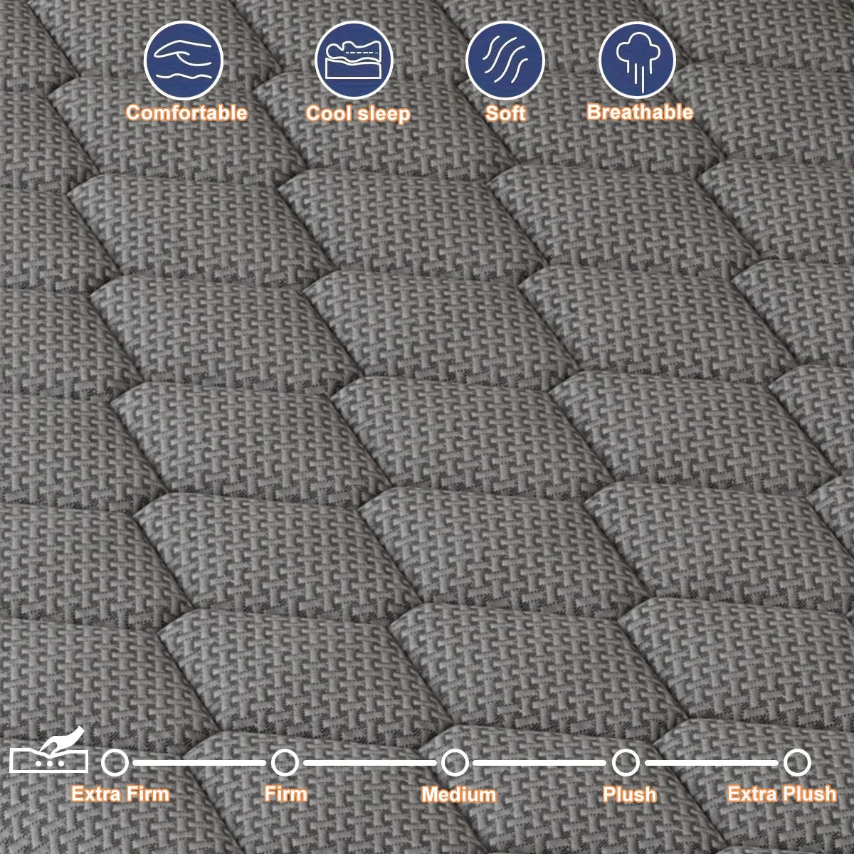 12/14" Memory Foam Box Spring Mattress, Medium Firm,  Motion Isolation