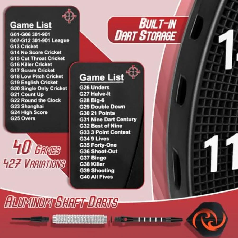 LED Light Electronic Dart Board with 6 Soft Tip Darts