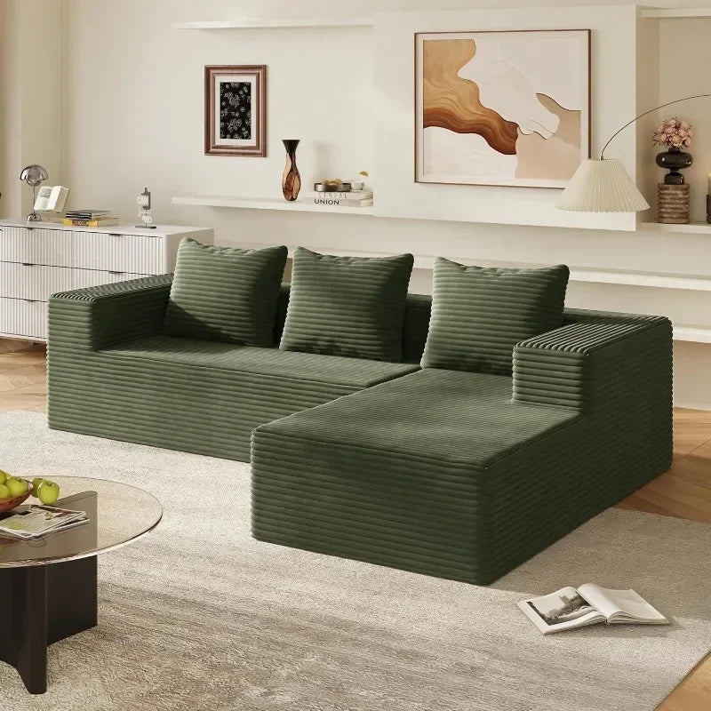 WLIVE 110 U Shaped Sectional 7 Seat Sleeper Sofa with Storage Chaise and Pillows