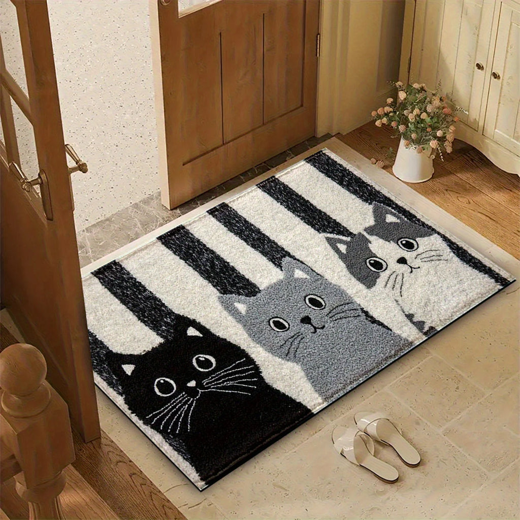 Striped Cat Doormat Waterproof Decor