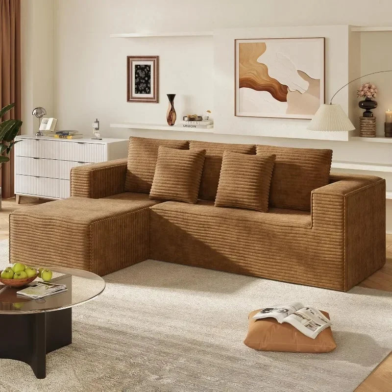 WLIVE 110 U Shaped Sectional 7 Seat Sleeper Sofa with Storage Chaise and Pillows