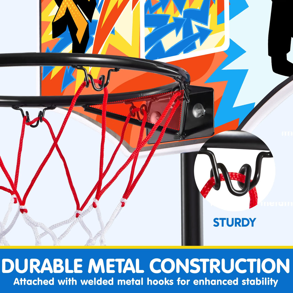 JOYFY 2.8-6.2 ft Adjustable Kids Basketball with 4 Balls for Toddlers, Indoor, and Outdoor