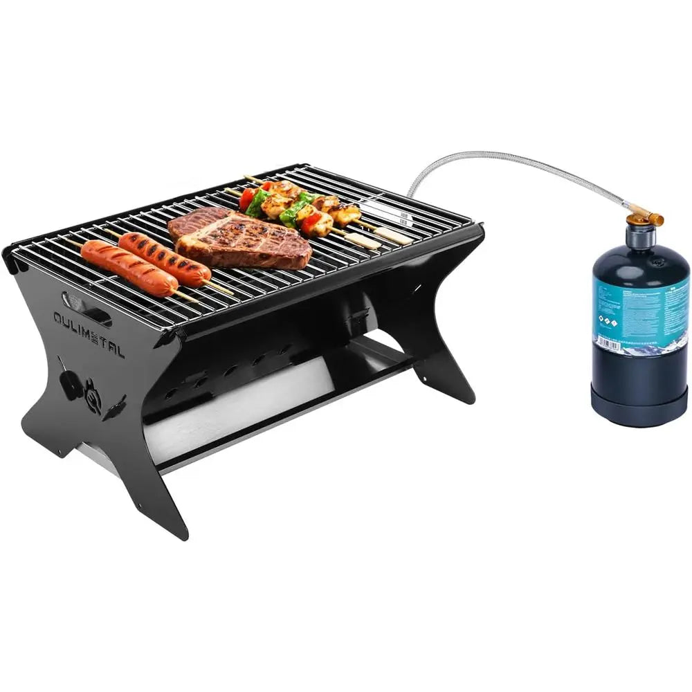 Portable Outdoor BBQ Grill Durable Charcoal/Gas with Carry Bag