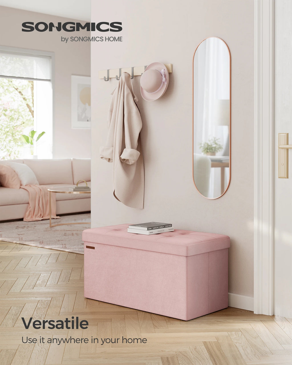 SONGMICS Ottoman Bench Foldable Storage