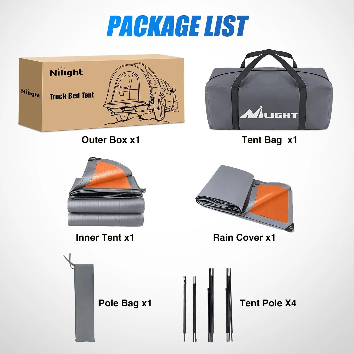 Nilight 2 Person Portable Pickup Camping Tent for Outdoor Road Trips