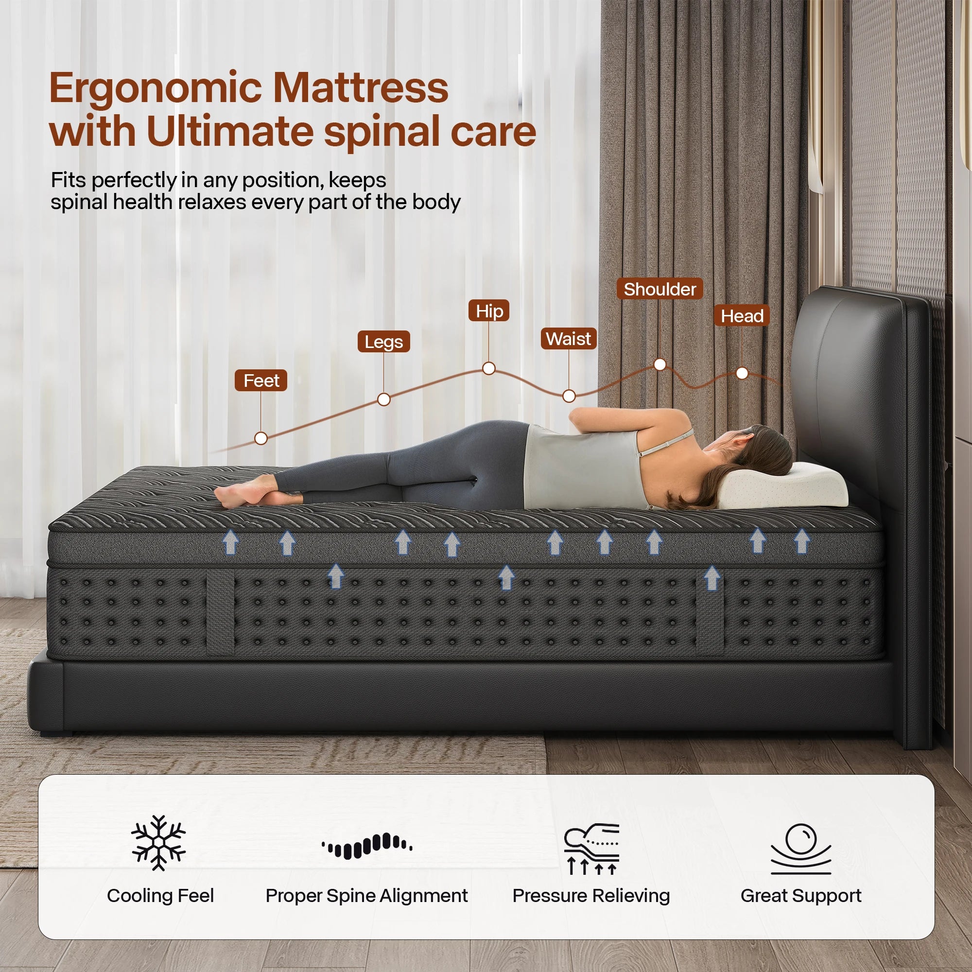 LayRoad 12/14" Memory Foam Spring Mattress In A Box Medium Firm