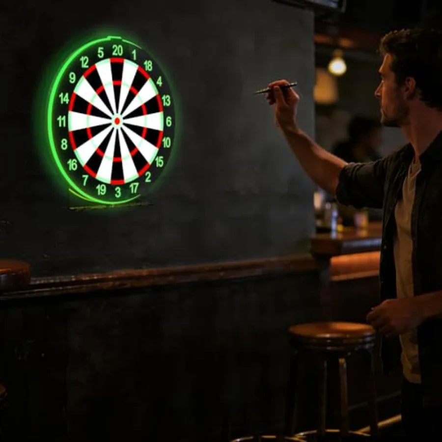 LED Light Up Dart Board with 6 Safe Suction Cup Darts