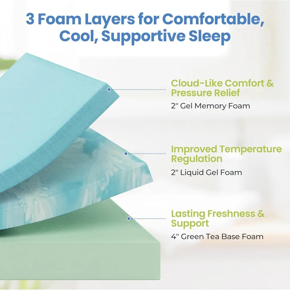 8"  Aromatic Cooling Gel Memory Foam Mattress Medium Firm with Motion Isolation