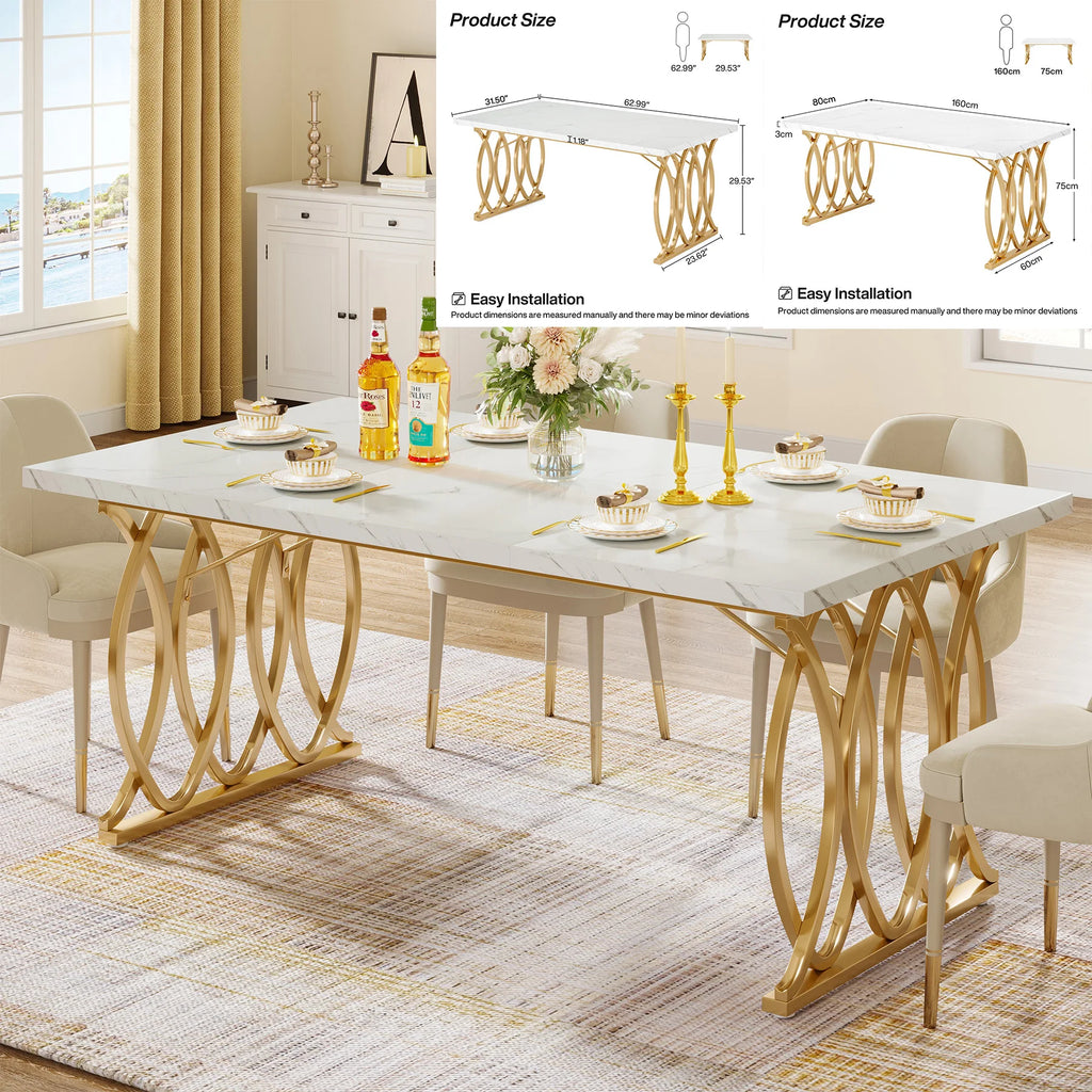 Tribesigns Faux Marble Rectangular Dining Table for 4 -6 People