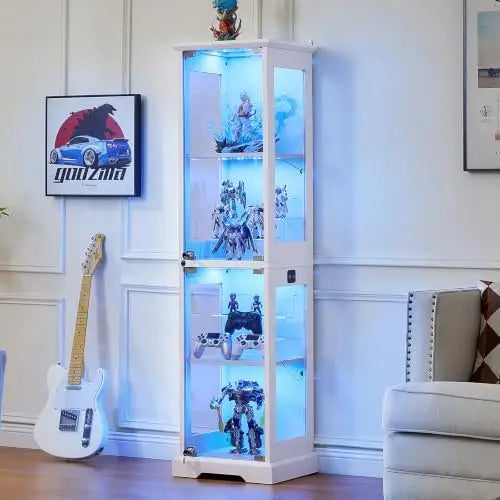 Wooden Curio Cabinet with 3 Color LED  Lighting with Motion Detector