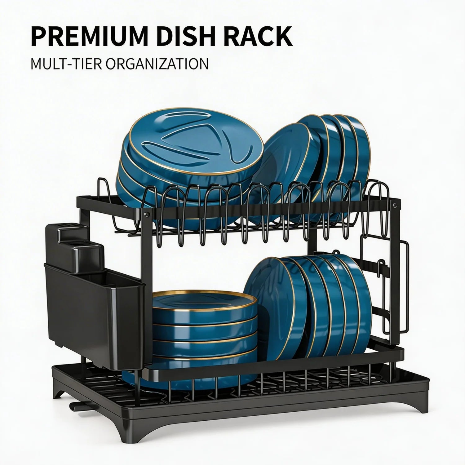 2-Tier Multifunctional Countertop Dish Organizer