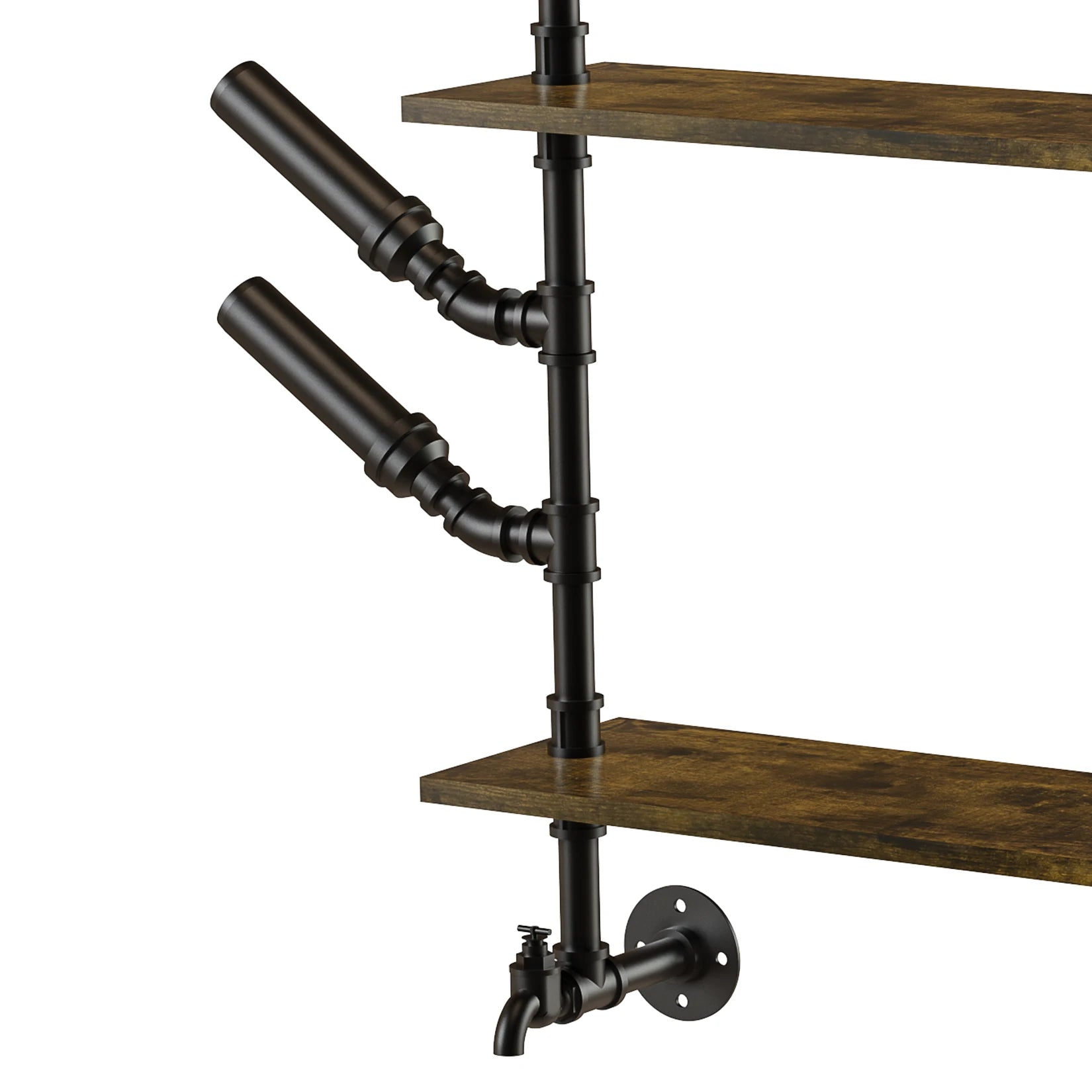 Pipe Bar Liquor Shelf, Floating Shelves with Wine Glass Holder