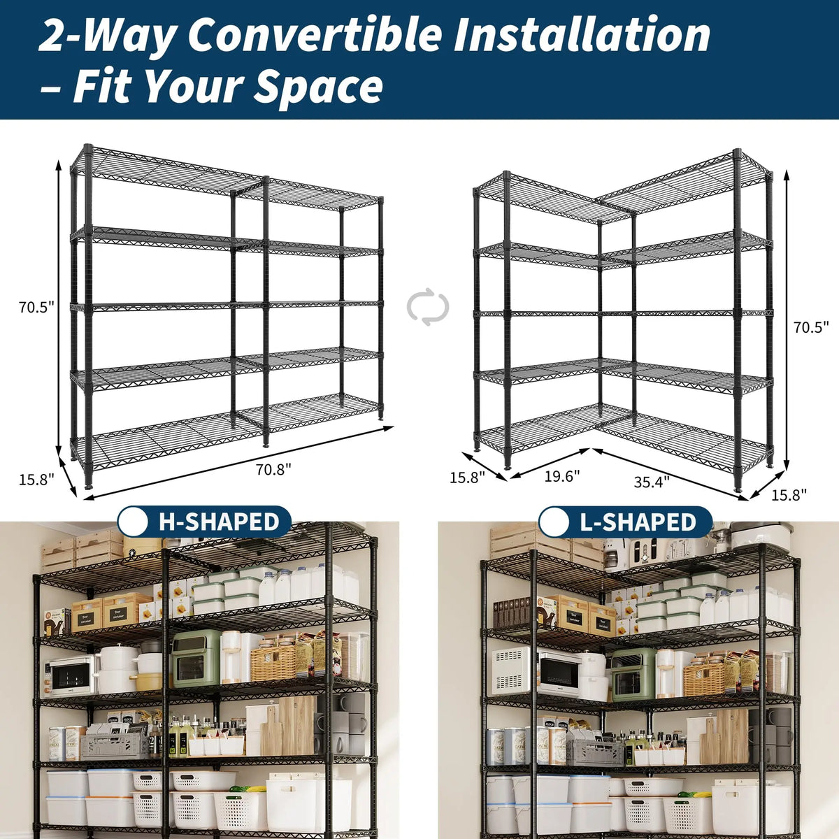 5 -tier Heavy Duty Metal Multiple Storage Adjustable Shelves