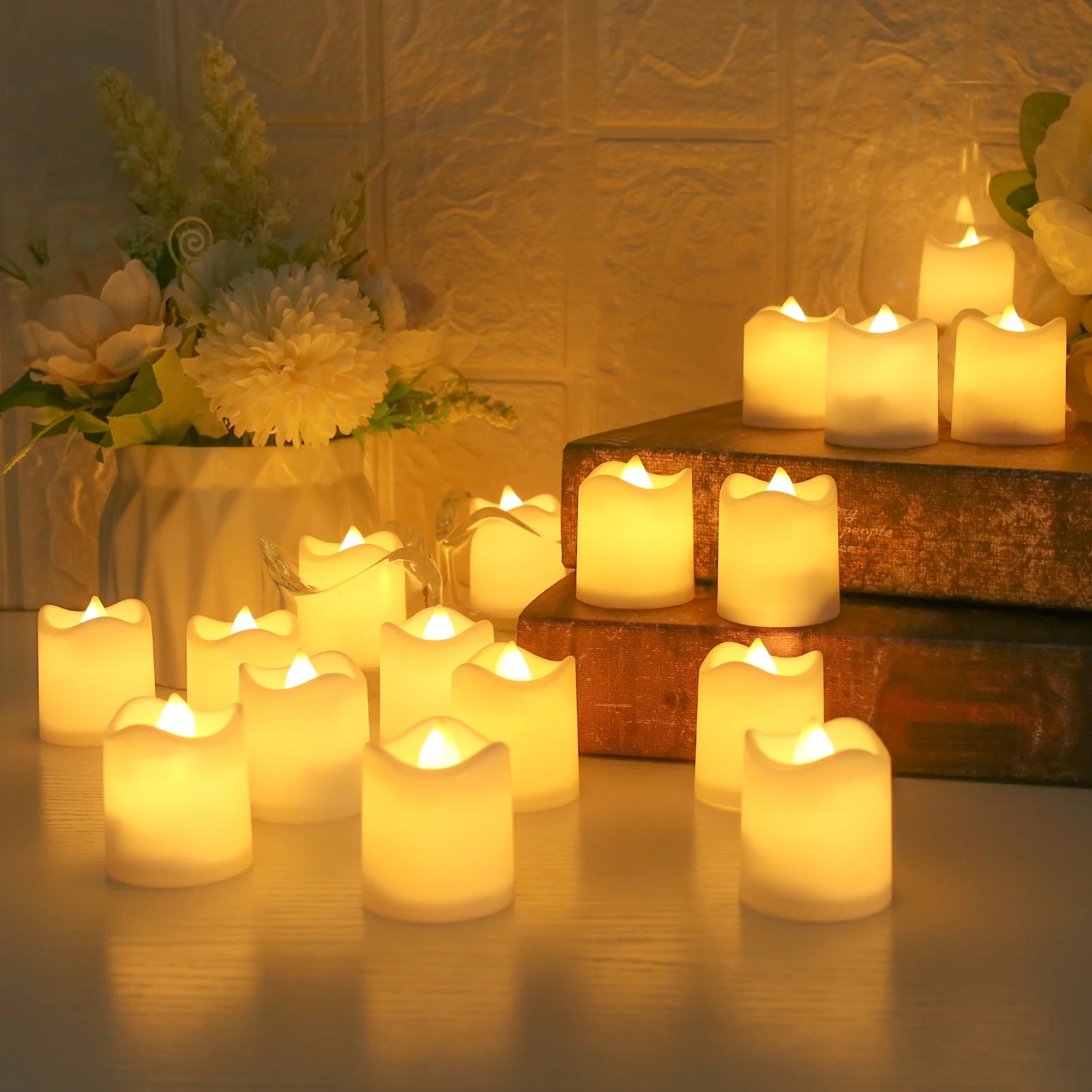 Battery Operated Flameless LED Votive Candles Set/100 Decor