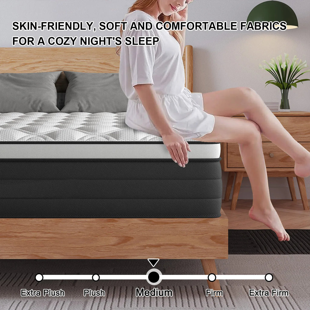 12"Euro Top Hybrid Memory Mattress Queen Medium Firm