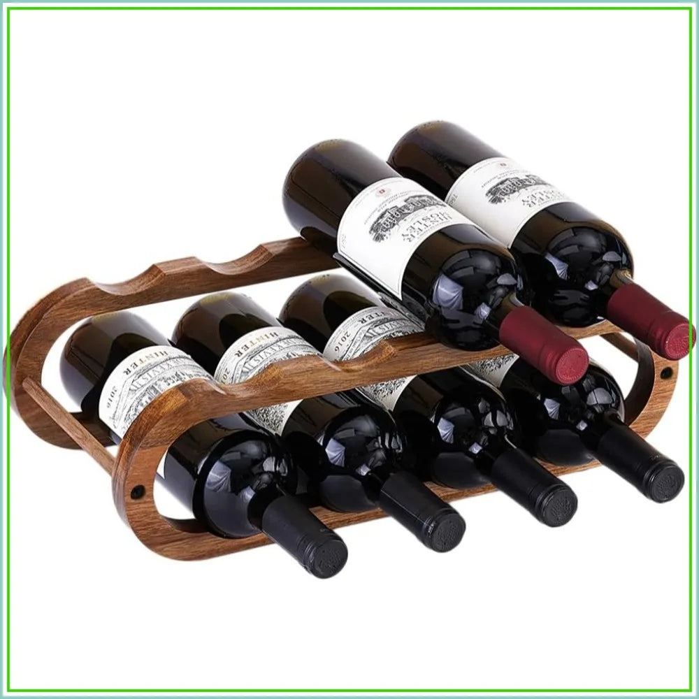 2 Tier Acacia Wood Wine Rack for Cabinet Countertop, Adjustable 2 Sizes