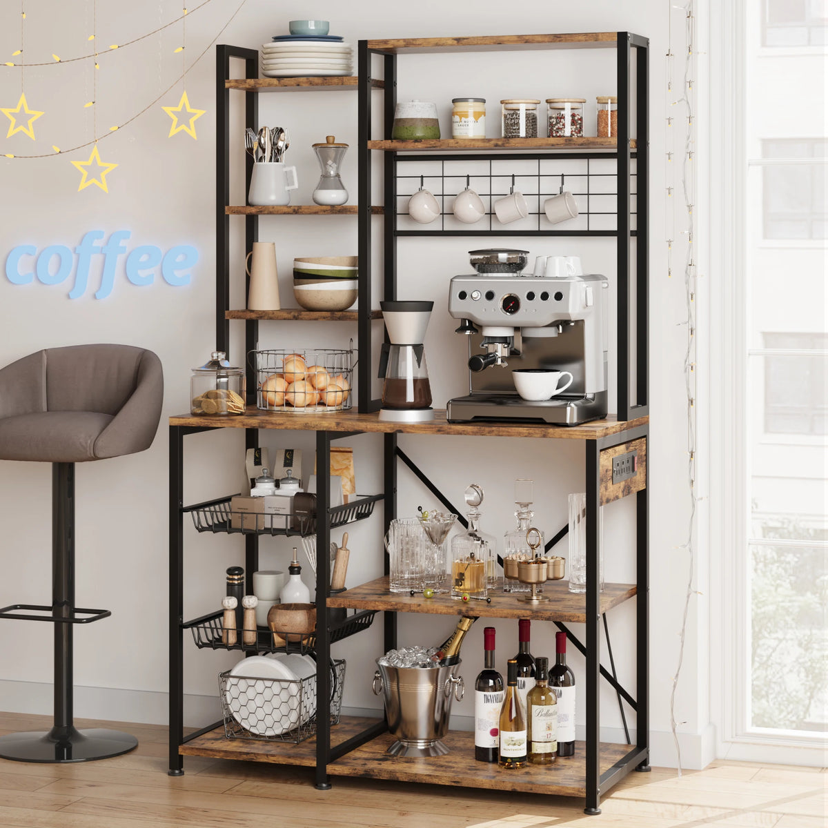 7-Tier Bakers Rack with Power Outlet