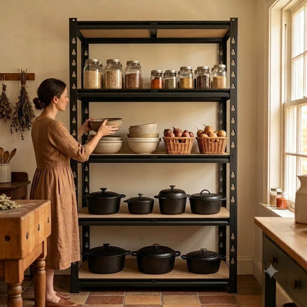Slim 5-Tier Metal Shelving Heavy Duty Adjustable Storage Rack