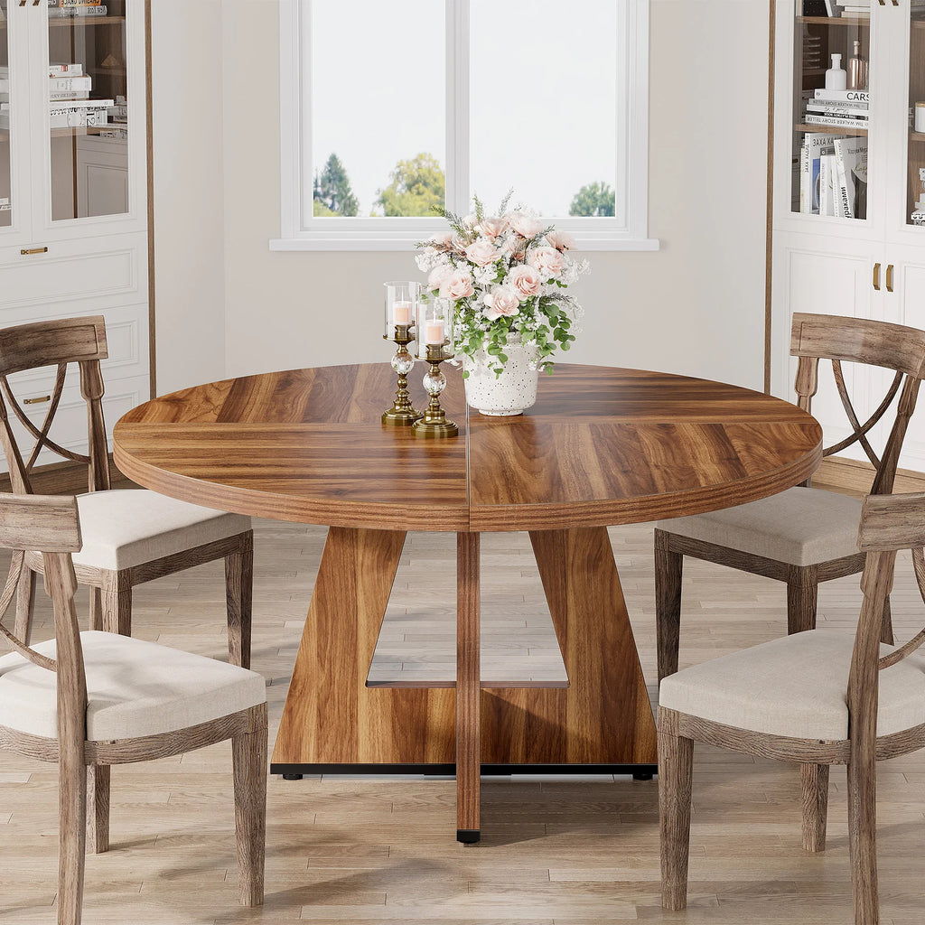 Tribesigns 47" Wooden Small Round Dining Table for 4 People