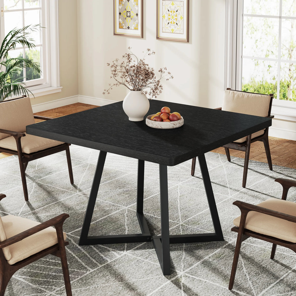 Tribesigns Wooden Square Dining Table with Metal Base for 4