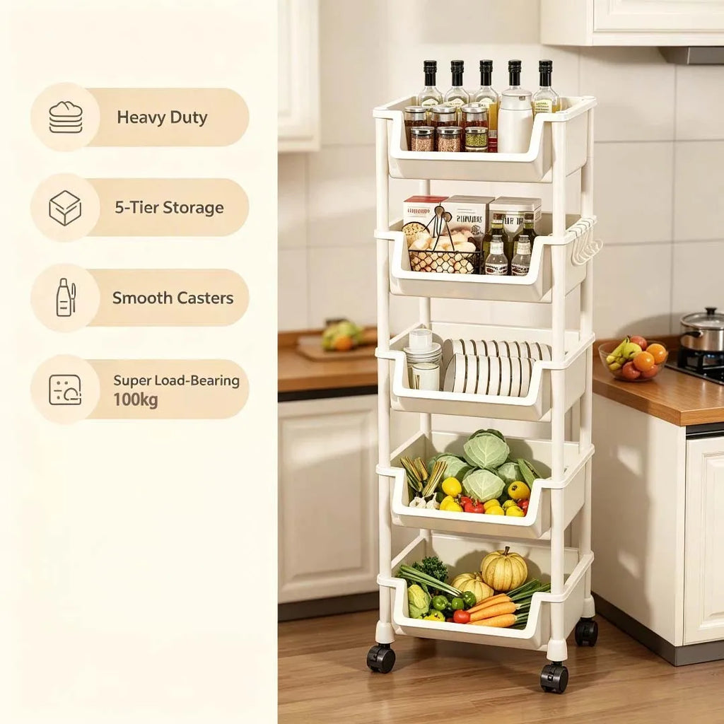 Reinforced Kitchen Storage Rack with Wheels