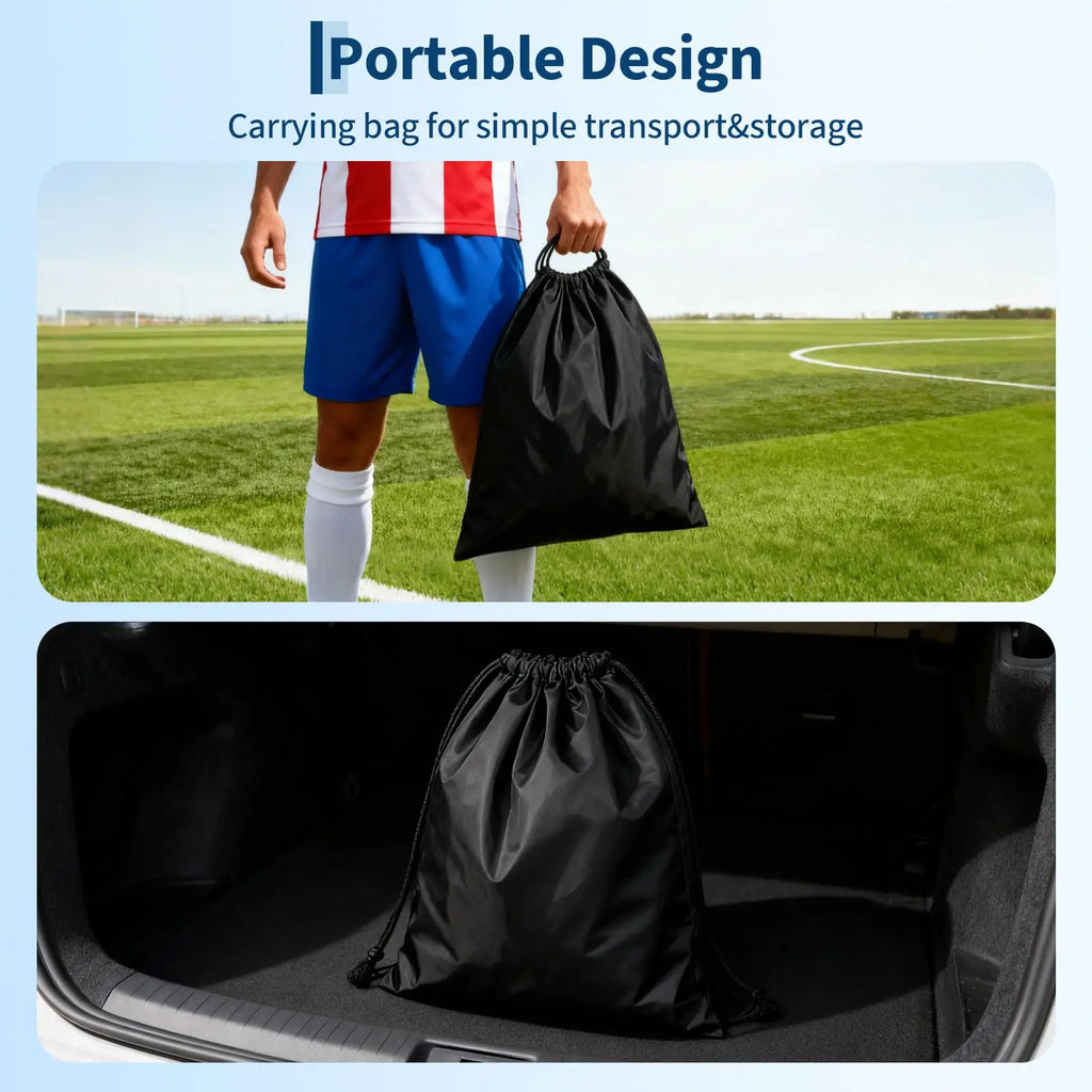 Pop Up Soccer Goal Set of 2 Backyard Net Portable with Ball Cones and Pump