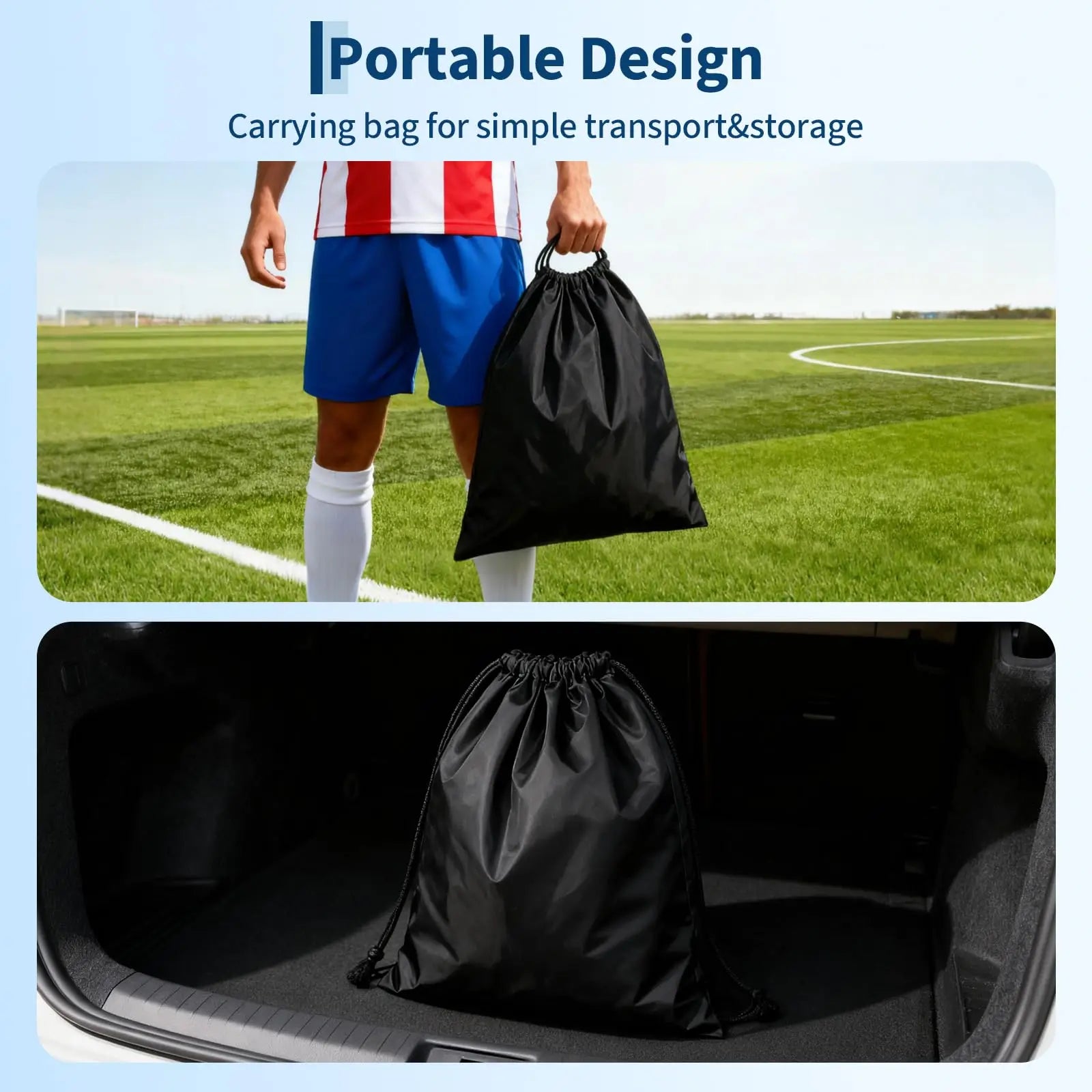 Pop Up Soccer Goal Set of 2 Backyard Net Portable with Ball Cones and Pump