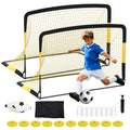 Pop Up Soccer Goal Set of 2 Backyard Net Portable with Ball Cones and Pump