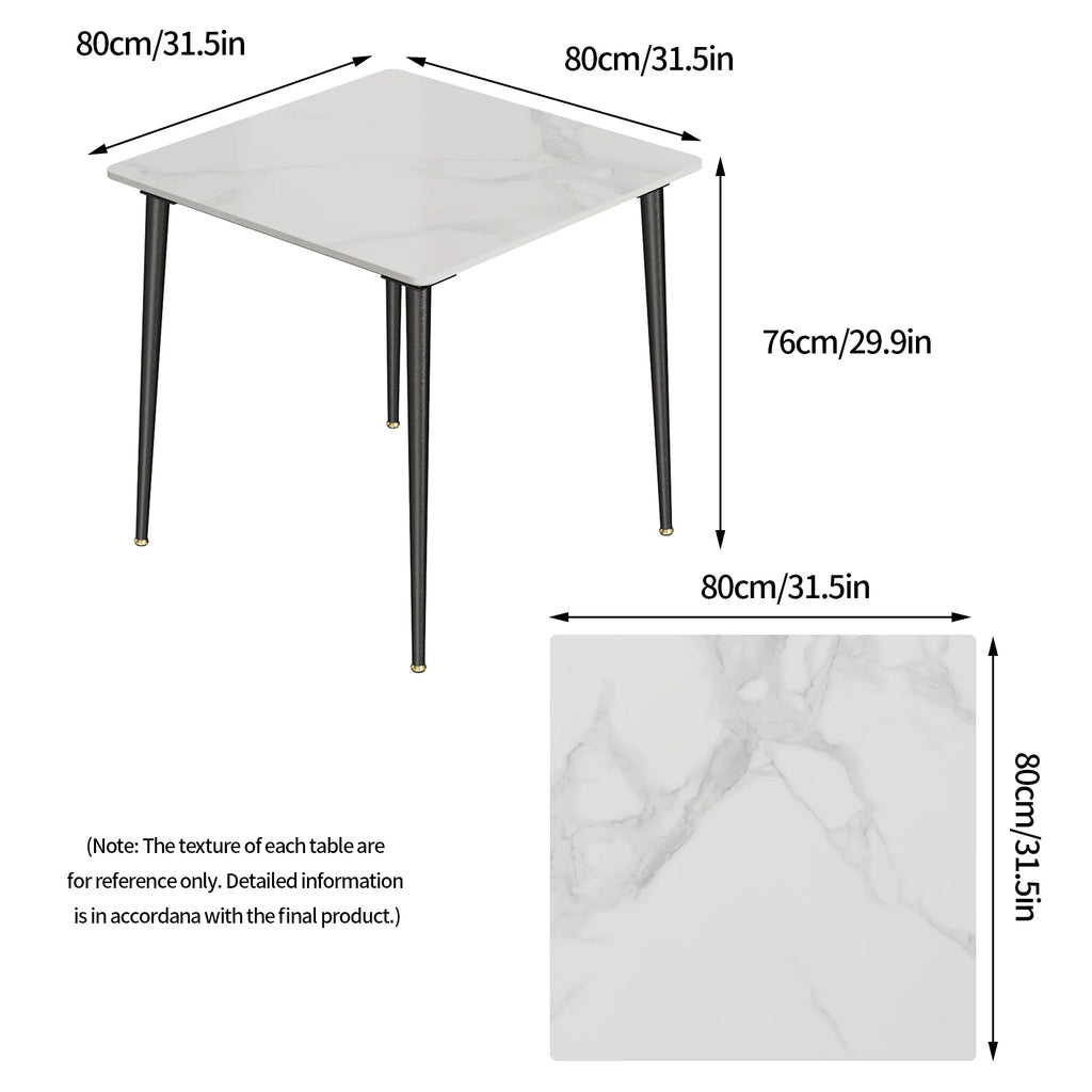 Mid-Century Stone and Marble Dining Table with Metal Legs for 4 People