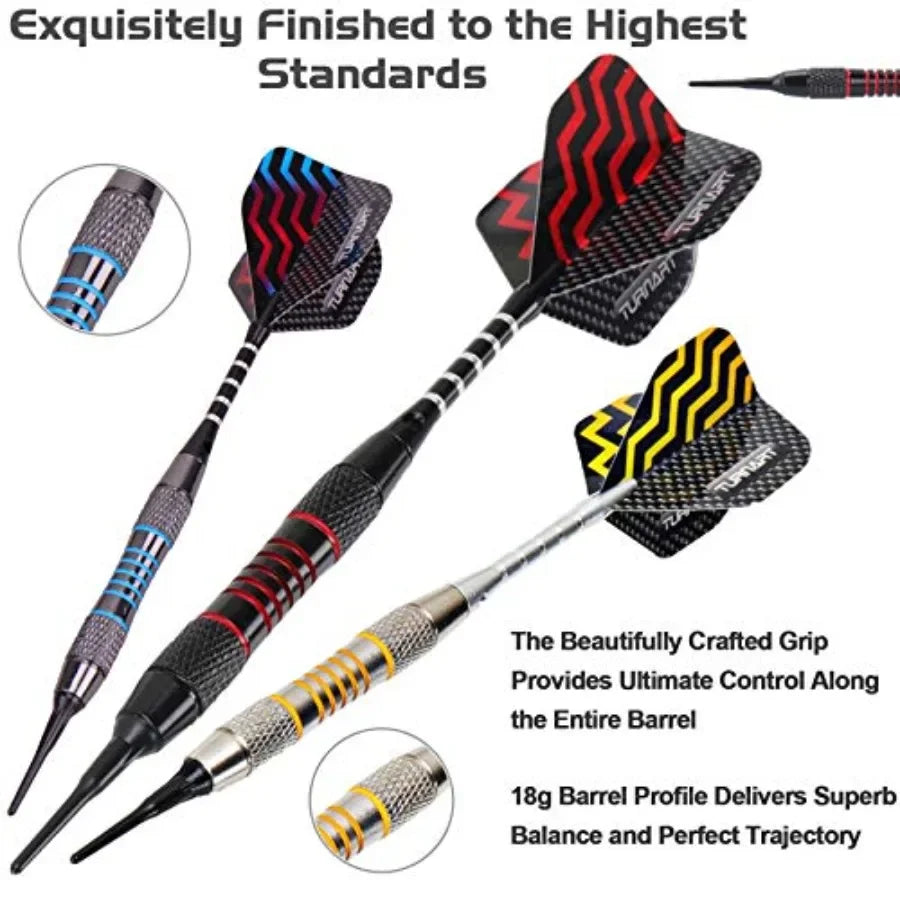 Electronic Dart Board 9 Soft Tip Dart Set with 50 Extra Tips and 9 Shafts