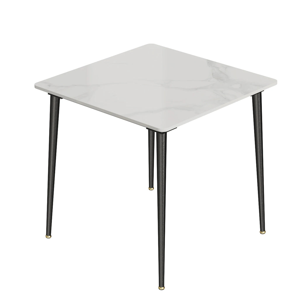 Square Marble Dining Table with Metal Legs for 4-6