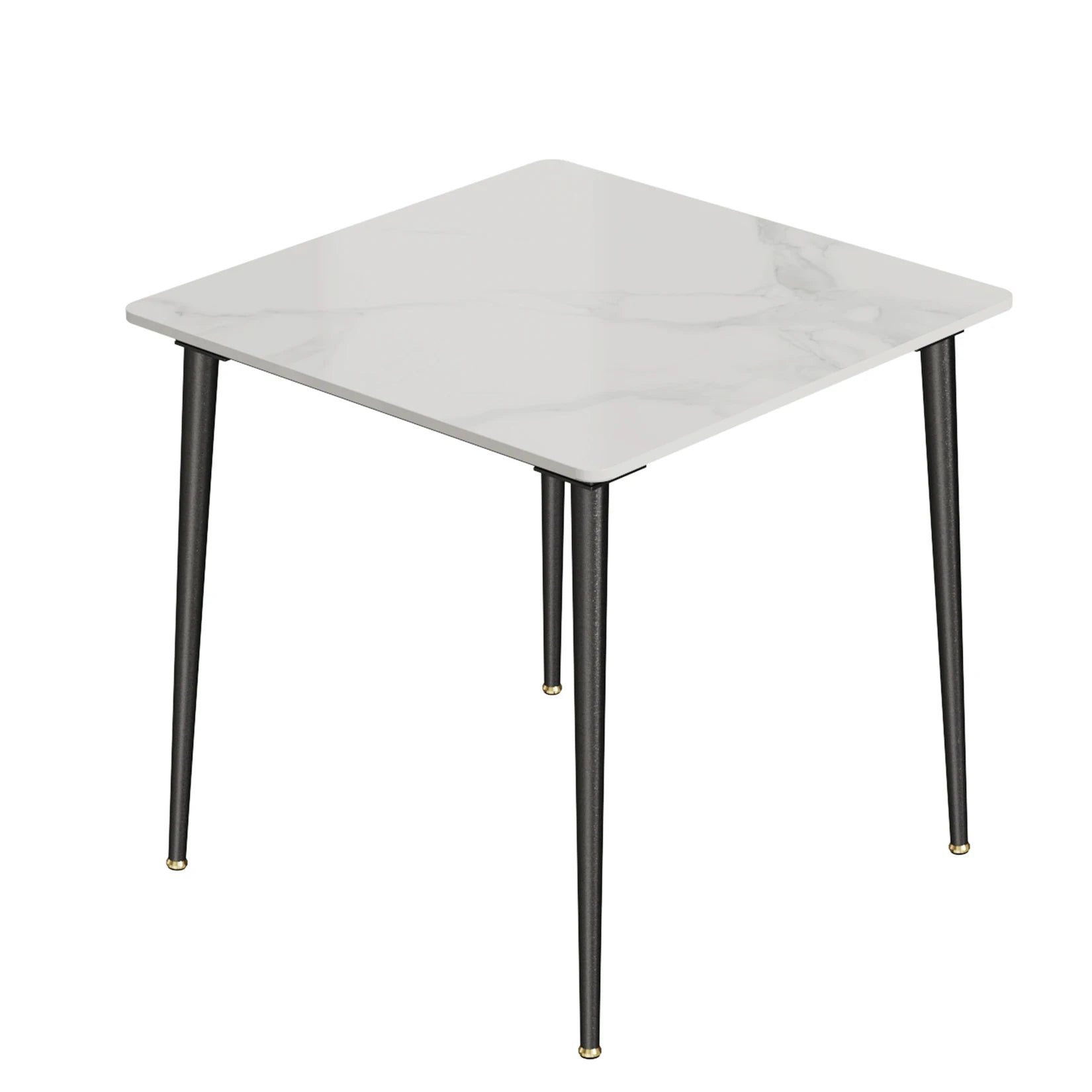 Square Marble Dining Table with Metal Legs for 4-6