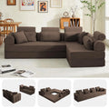 Corduroy L-Shaped Sofa with Right Facing Chaise, Boneless Couches
