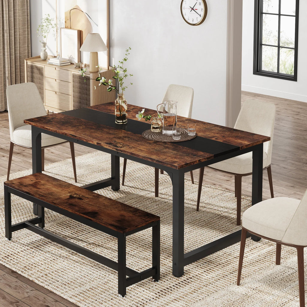 Tribesigns Rectangular Industrial Kitchen Table for 6-8 Persons