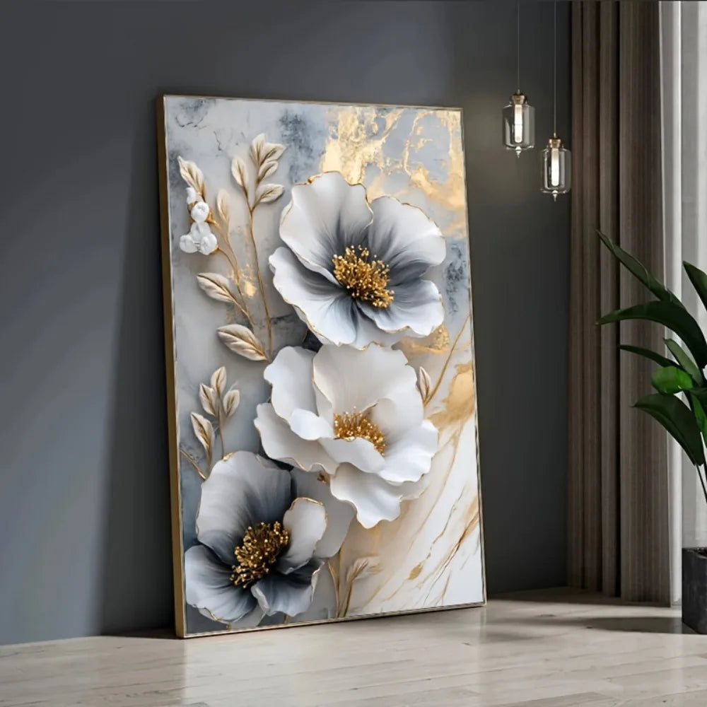 3D Floral Canvas Framed Painting Decor