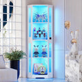 65" Glass Curio Cabinet with LED Lights, 4-Tier Showcase with Glass Do& Human Body Sensor