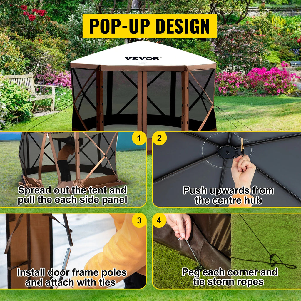 SucceBuy Pop-up Camping Gazebo  Shelter 6 Sided